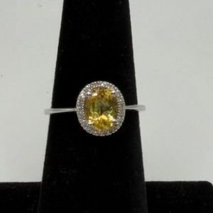 14KT White Gold Yellow Oval Ring